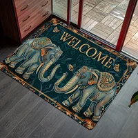 Decorative Elephant 'Welcome' Print Doormat - Non-Slip Absorbent Doormat for Home Decor, Indoor Outdoor Use, Durable and Stylish 2