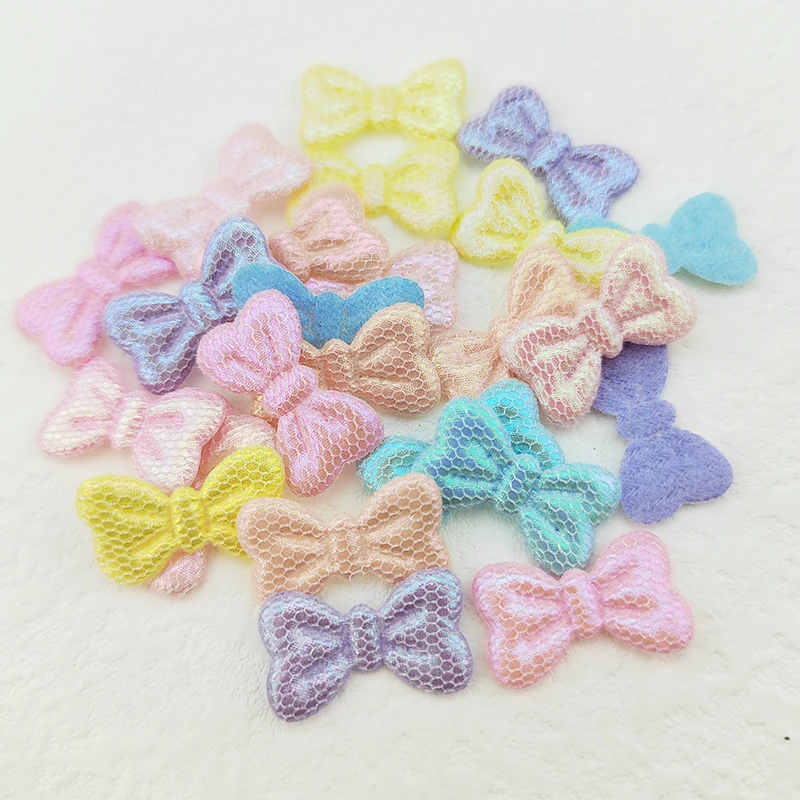100Pcs 2X1,2 CM Glänzenden Bowknot Applique Padded Patches Für Kleidung Hut Handwerk Nähen Liefert DIY Headwear Haar clips Bogen Decor – Detail 10