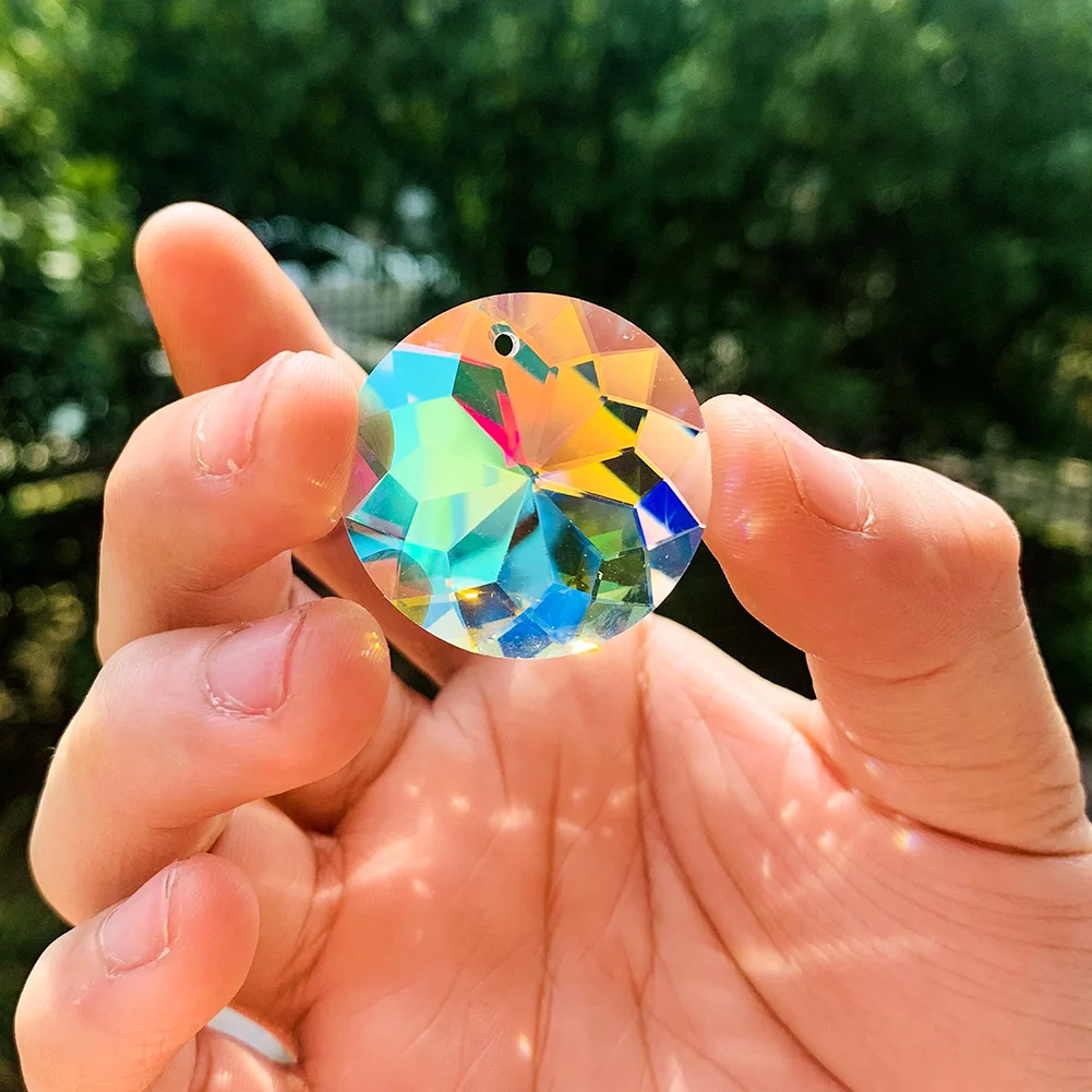 30mm Rainbow Mandala Crystal Hanging Faceted Prism Sun Catcher Chandelier Lighting Parts Home Wedding Decor