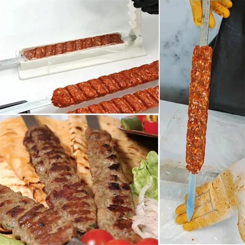 Single Row Kebab Maker Bbq Meat Skewer Machine Kebab Press Maker Reusable Plastic Bbq Skewer Preparation BBQ Tool barbecue skewers bbq grilling accessories kebab maker