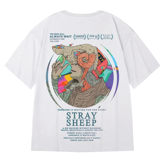 ZAZOMDE Harajuku Oversized T-shirt Men Summer Cool Unisex Tops Hip Hop Funny Print Tshirt Casual Cotton T Shirt Streetwear Loose White