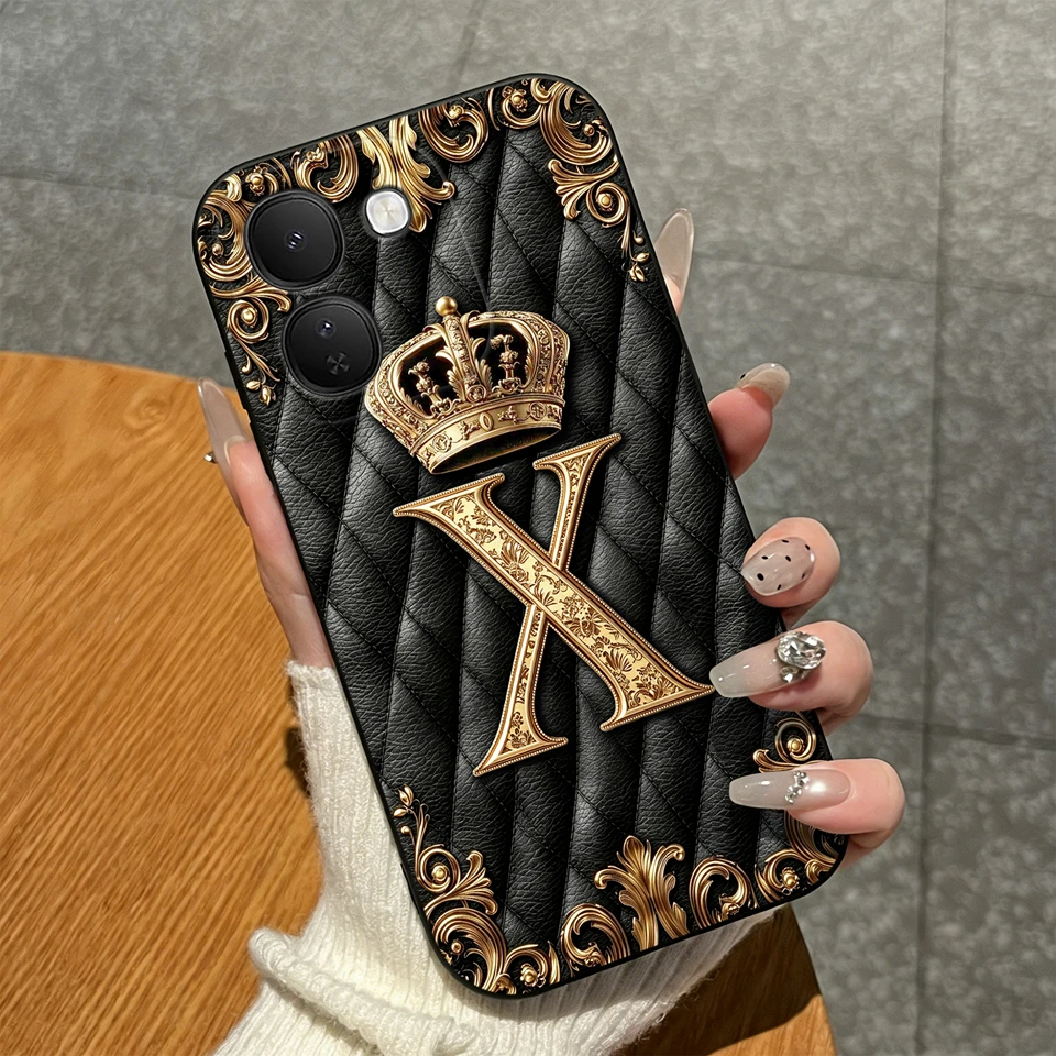 Luxury Crown Letters Pattern High-Quality Matte Silicone Shockproof Phone Case