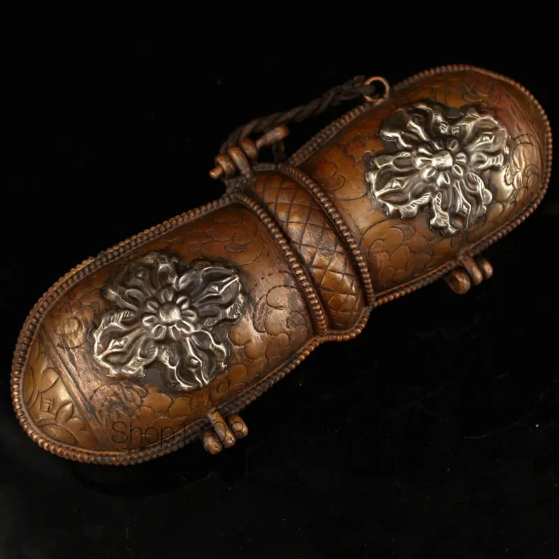 7"Tibetan Temple Collection Bronze Nine Shares Dorje Vajra Phurpa Box set Pendant Amulet Dharma Town house Exorcism 6