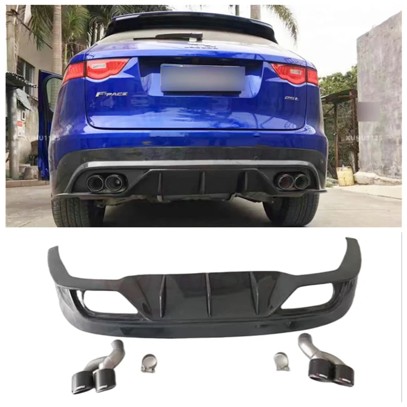 

Real Carbon Fiber Car Trunk Bumper Lip Rear Diffuser Exhaust Protector Cover For Jaguar F-TYPE 2016 2017 2018 2019 2020