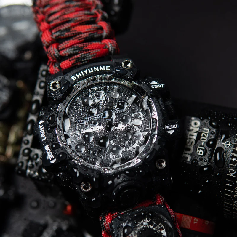 Enhanced Outdoor Survival Waterproof Military Tactical Watch with Paracord Bracelet, Compass, and Thermometer