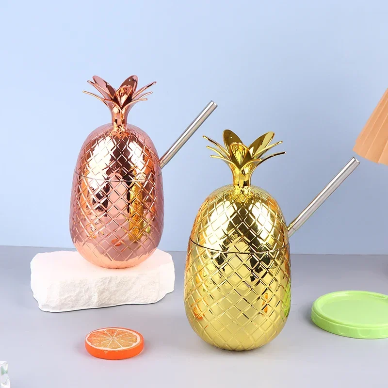 2025 New 500ML Pineapple Cups Tumbler Plastic Cocktail Drinking Winebowl Mugs Beer Pineapple Cups Bar Tools