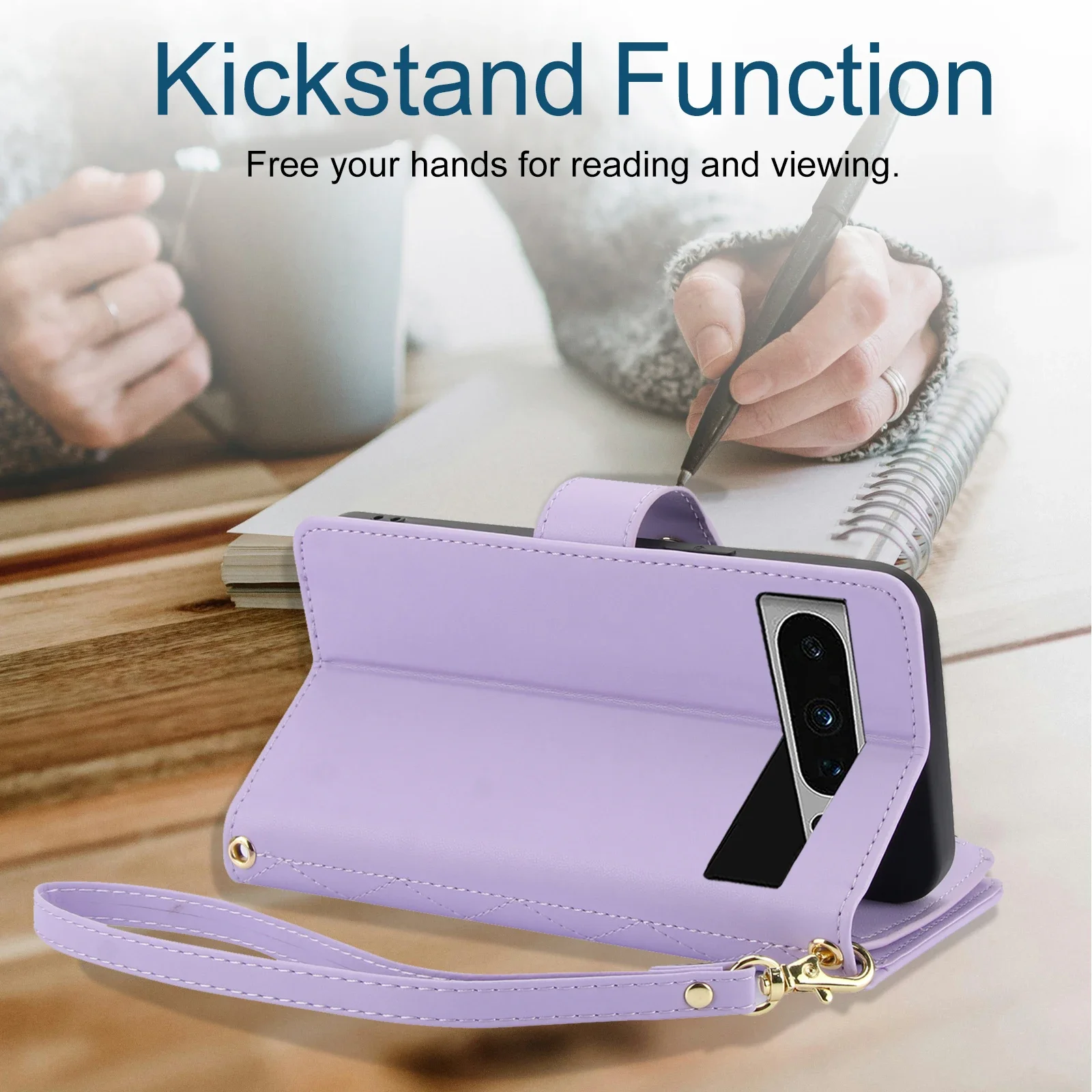 Custodia per telefono in pelle di vibrazione con cordino lungo di lusso per Google Pixel 8 Pro 7 7A 6 6A Portafoglio con cerniera con corda da polso Multi Card Cover Coque Bag_voghion.com