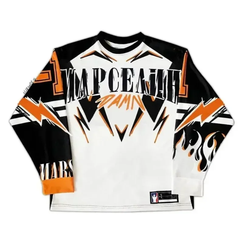 Russia Jersey Y2K Sweatshirt Men Women Harajuku Hip Hop Letter Oversized TShirt Breathable Crew Neck Cotton Long Sleeve Tops long sleeve t shirt