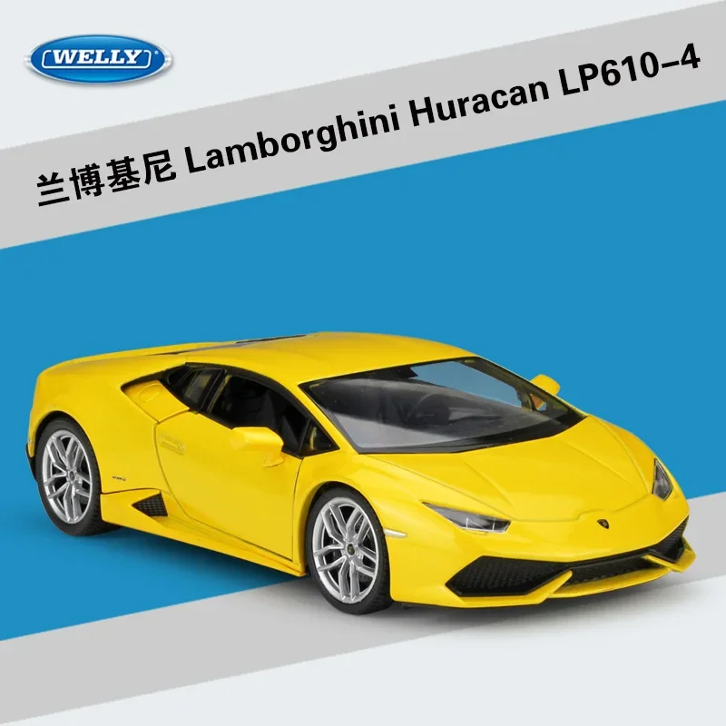 WELLY 1:24 Lamborghini Huracan LP610-4 Alloy Sports Car Model Diecasts Metal Race Car Model Collection Kids Toy Gifts B536