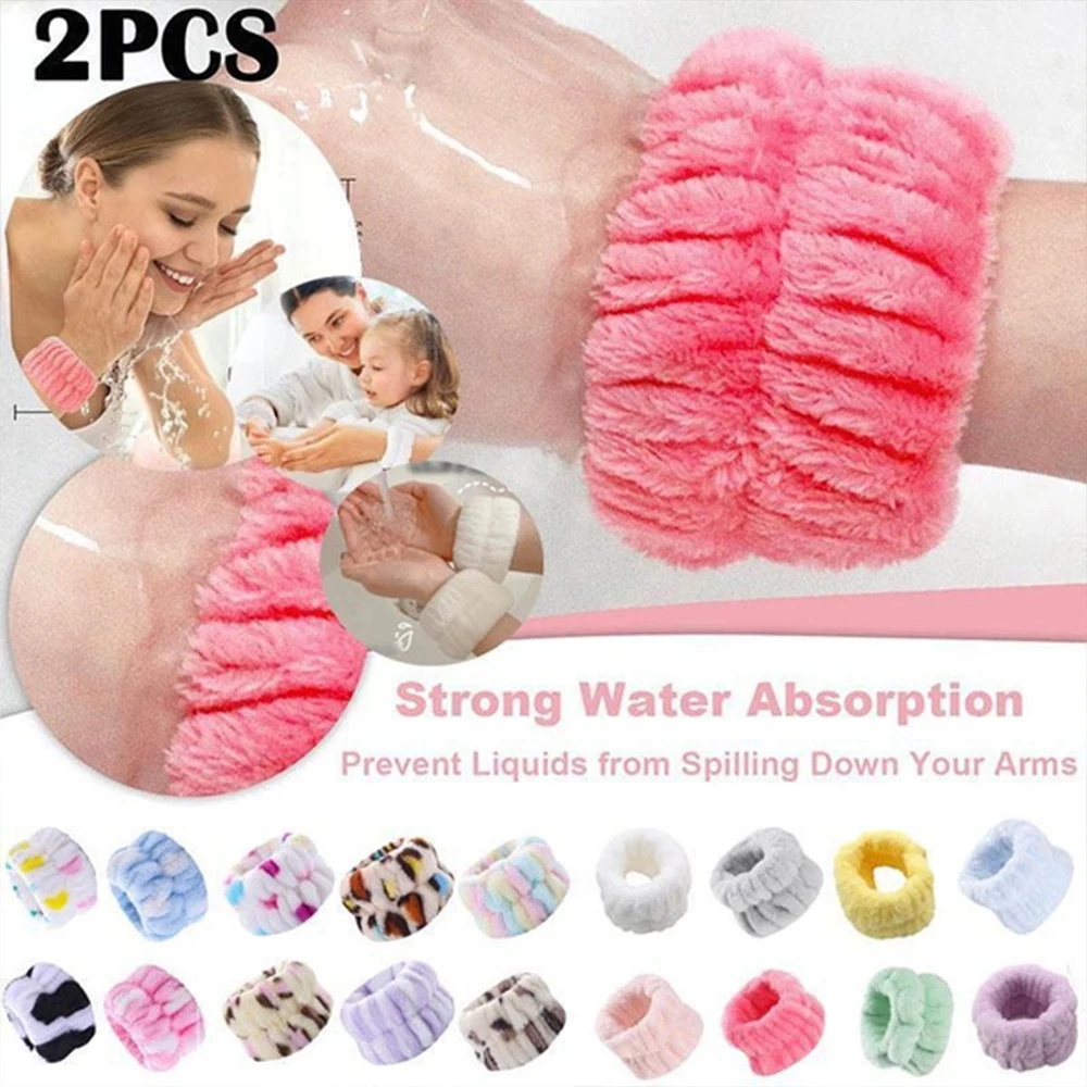 Wrist Washing Belt Soft Microfiber Towel Wristbands For Washing Face Water Absorption Prevent Wetness 2Pc