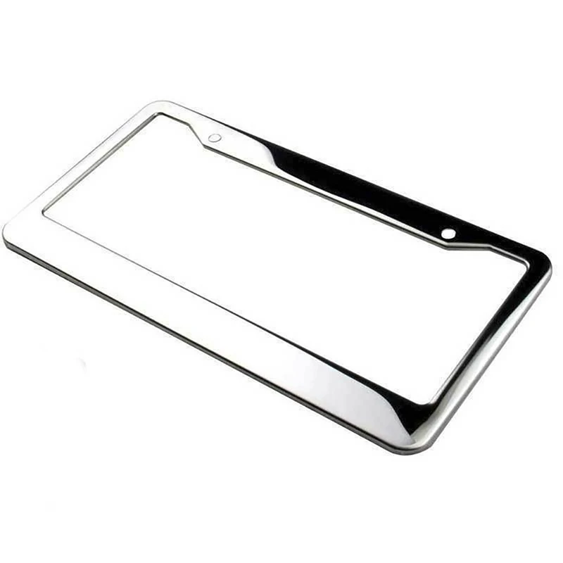 1pc Stainless Universal American License Plate Frame Steel Silver Metal Car License Plate Frame Label Cover Screw Cap