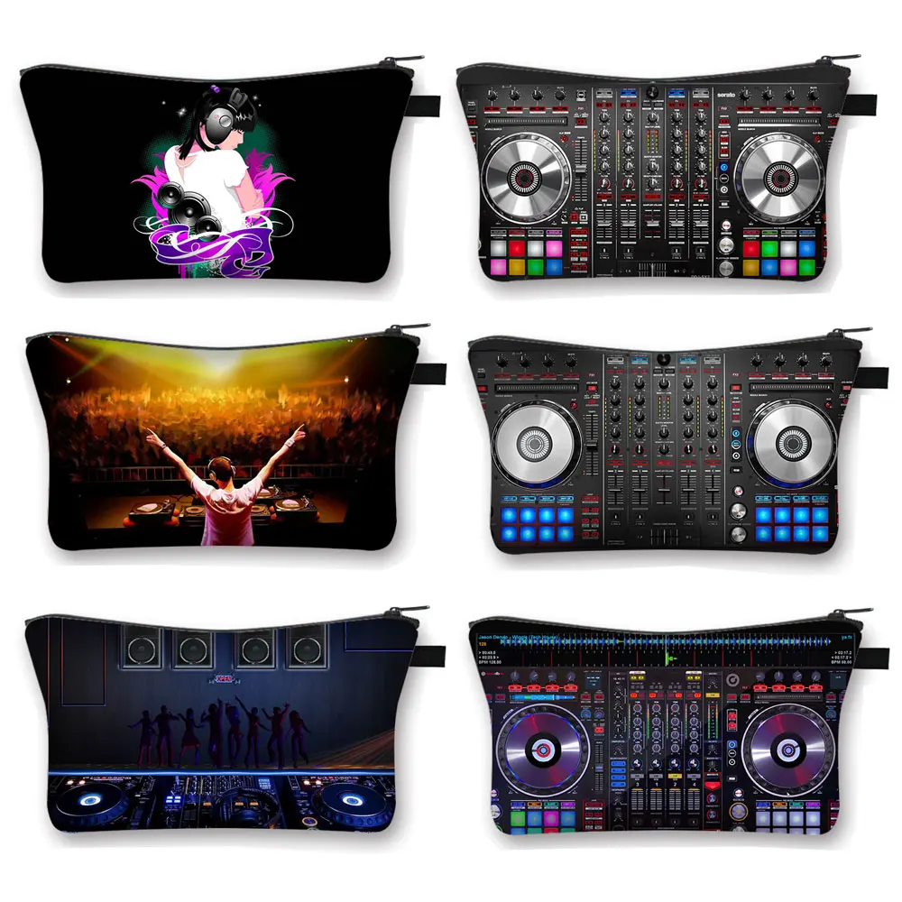 

Radio Dj Workbench Print Cosmetic Case Women Makeup Bag Hip Hop Lipstick Earphone Storage Cosmetic Bag Girl Toiletries Organizer