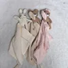 Handmade Baby Cotton Muslin Comfortable Blanket Cute Cat Doll For Infant Kids Sleep Appease Towel Rabbit Bear Saliva Scarf 2