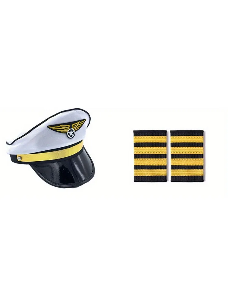 Complete pilot clothing set Party clothing Aviation Pilot Pilot cap epaulette Sunglasses badge Tie accessories