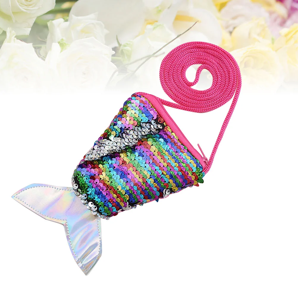 Women Mermaid Tail Sequins Coin Purse Girls Crossbody Bags Sling Money Change Holder Purse Bag Pouch For Gifts (Multicolor)