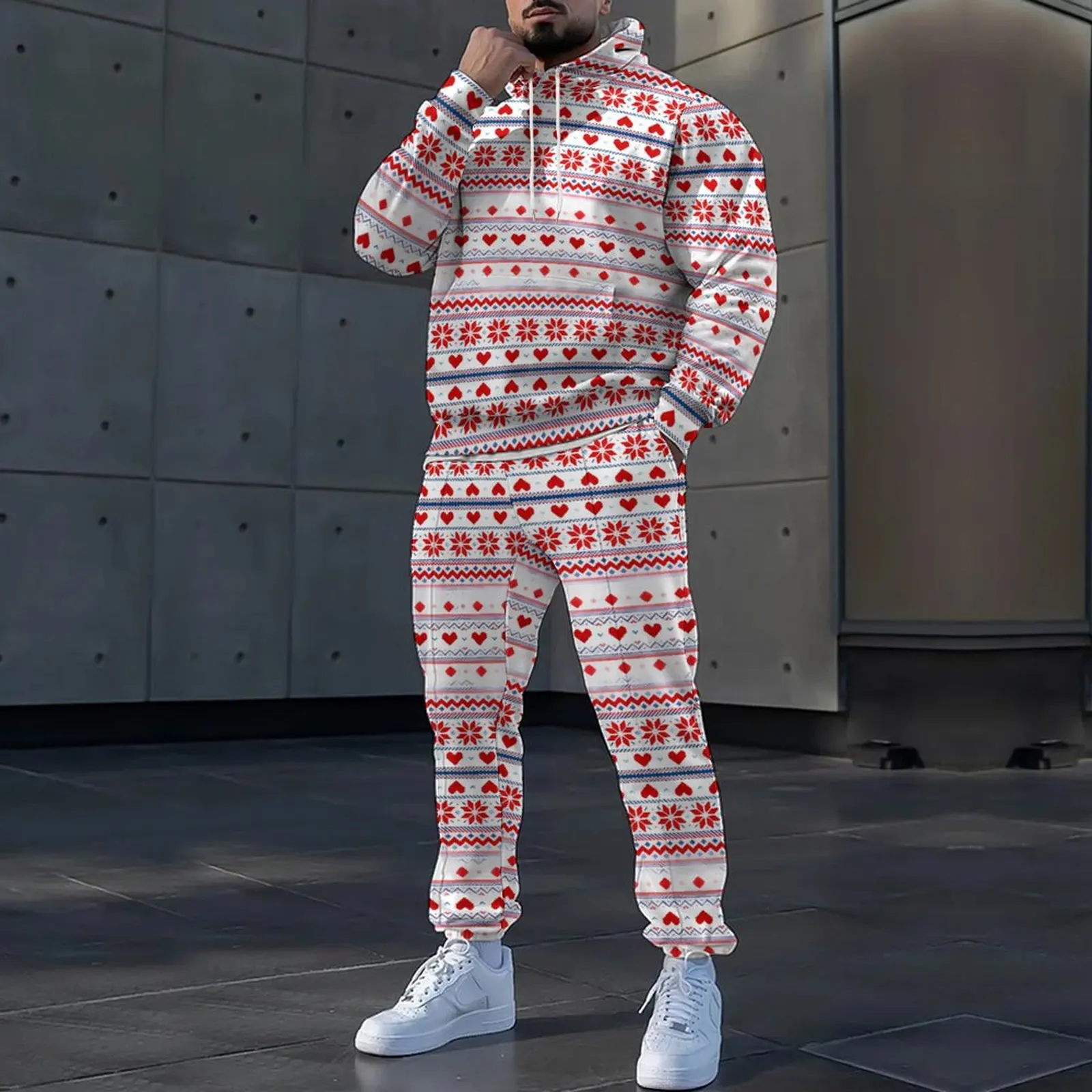 Autumn Mens Sweatshirt Pants Set Sportwear Tracksuit