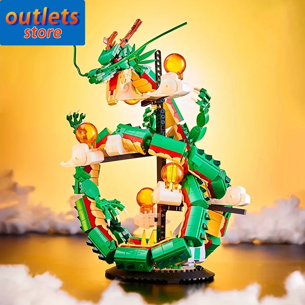 

DK5007 Ideas Moc Animal Dragon Bulldog Decoration Moc Modular Bricks Building Blocks Model Boys Toys Christmas Gifts 1826pcs