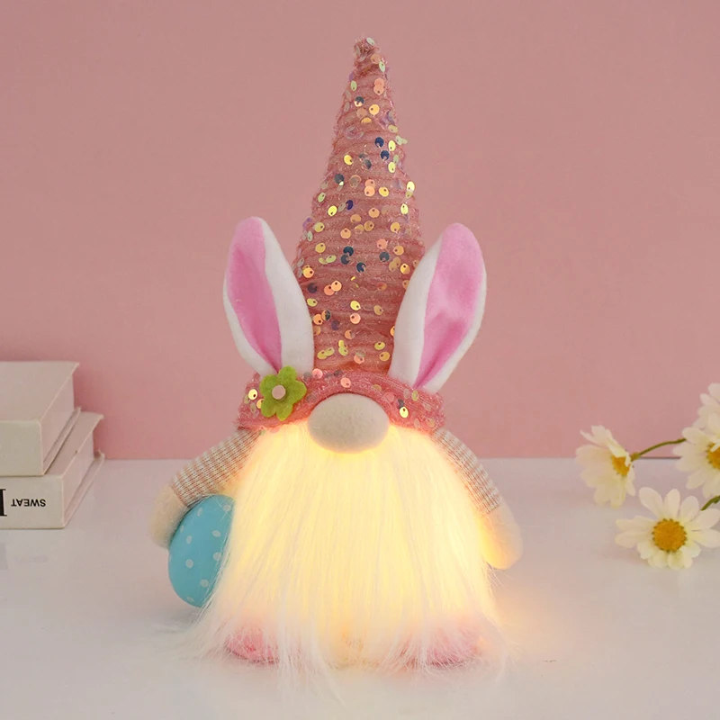 Easter LED Glowing Faceless Gnome Doll Cute Rabbit Ornament Kids Gift Favors 2025 Spring Easter Decoration for Home Party Supply