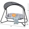 Outdoor Patio Swing Chair 3-Person, 3-Seat Patio Rocking chair, Patio Lounge Chair Swing Set for Porch and Garden 5