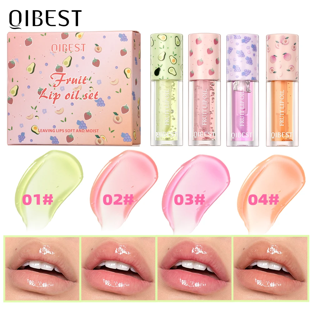 QIBEST Lip Oil Balm Set Glossy Lip Gloss Moisturizing Makeup Tinted Plumping Mirror Glaze Glow Oil Cosmetic Kit