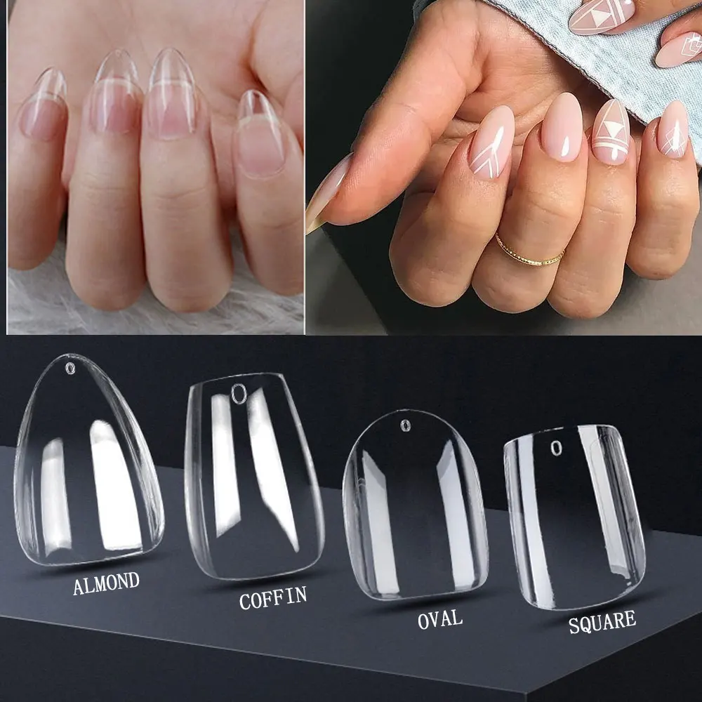 120Pcs Full Cover Press On Nail Tips Stiletto Almond Square Coffin French False Fake Soak Off Gel Nail Extension Tips Capsule