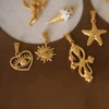 MODAGIRL 18K Gold Plated Titanium Steel Ice Cream Sun Plane Starfish Heart Cross Wing Charms Pendants Necklace Jewelry Wholesale 4