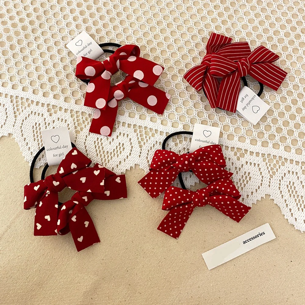 

2Pcs Cute Bow Ties Children Elastic Hair Rubber Bands Girl Ponytail Holder Sweet Hair Tiara Accessories For Girls Gifts