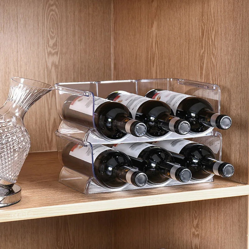 Refrigerator Organizer Tray Wine and Glasses Plastic Wine Can Shelves Stackable Glass Storage Racks Cup Storage Rack