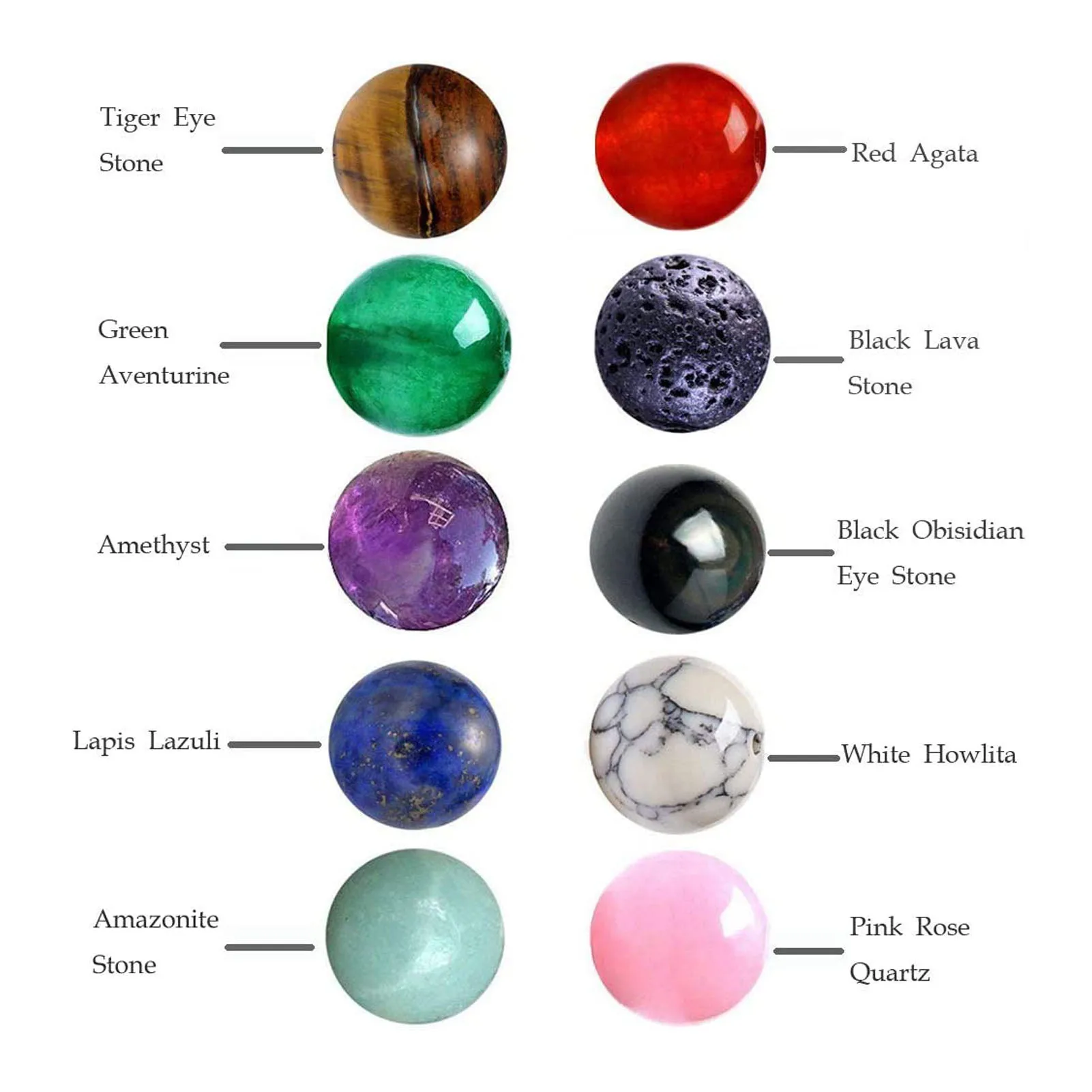 240pcs/set Lava Rock Stone Beads Kit 10 Styles Multicolors 8mm Diameter for DIY Bracelet Jewelry Making