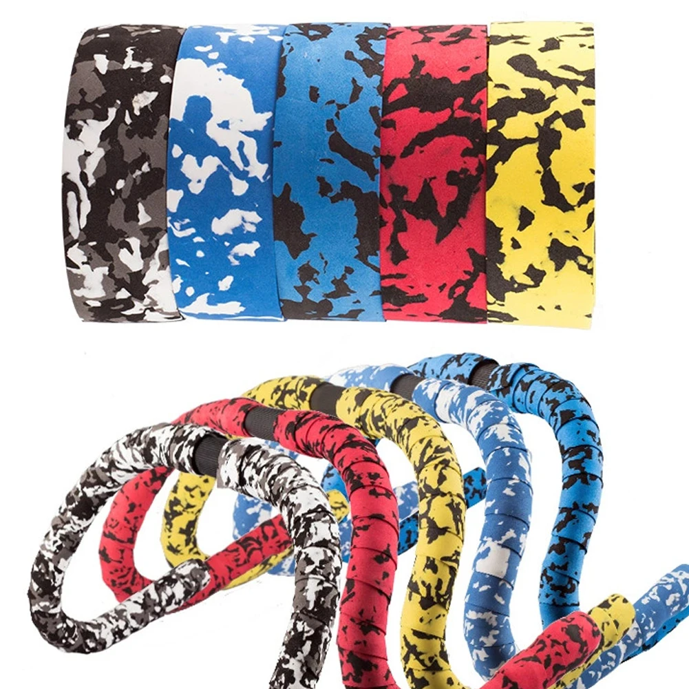 

Bike Handlebar Tape Anti-slip Sponge Camouflage Shock Absorption Tape With Bar End Plugs Handle Bar Strap Bicycle Accessories