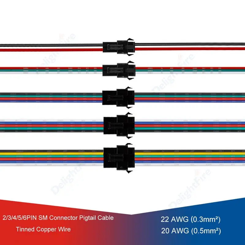 3A 5A SM JST LED Connector Cable Male Female Wire Connector Pixel Light WS2812 Led Strip Lamp Driver Battery 2 3 4 5 6 Pin, wire connector terminals,wire connector,electrical connectors,connector with cable,led strip connectors,electrical connector,led connectors,cable connector,colored nylon thread