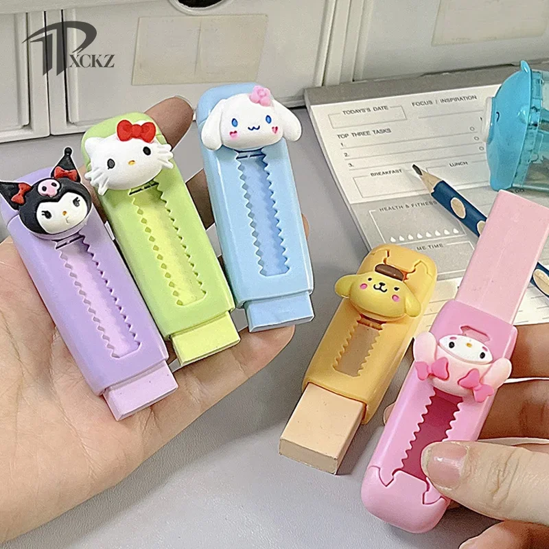 Sanrio Push-Pull Eraser Scalable Cute Cartoon Eraser Hello Kitty Melody Kuromi Cinnamoroll Eraser Student Reward Stationery Gift