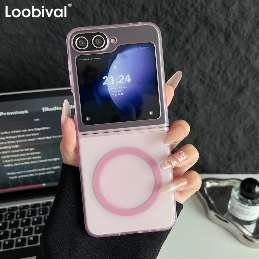 Slim Matte Transparent Magnetic Shockproof Case with Wireless Charging Compatibility