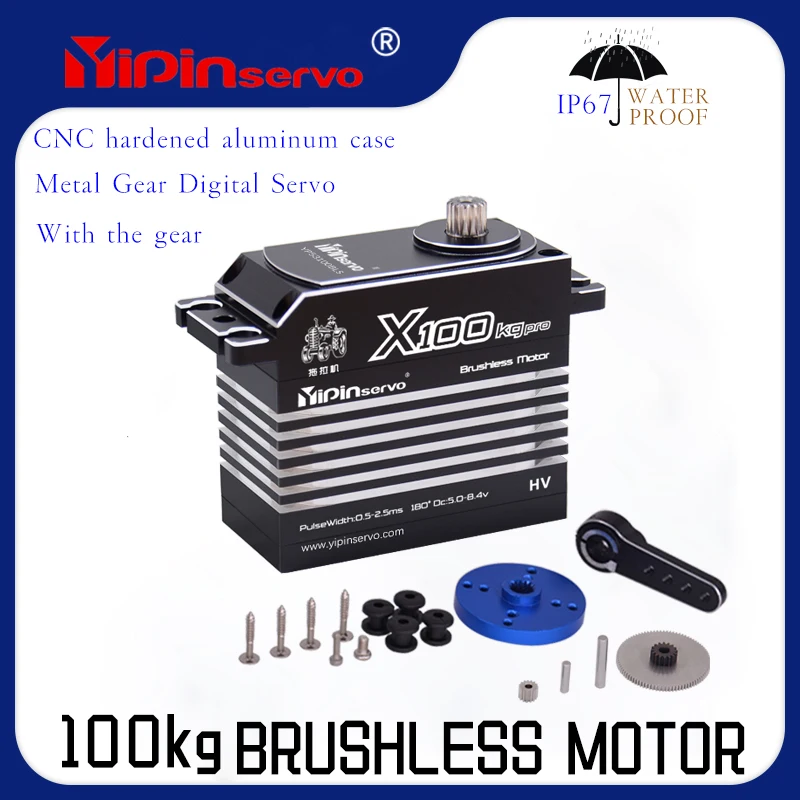 Large Torque High Voltage Servo 100KG CNC Aluminium Shell Metal Gear Brushless Waterproof 1/6 Scale Giant Motor For Big Models