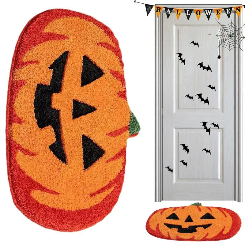 

Напольные дверные коврики с тыквами на Хэллоуин, водонепроницаемые фланелевые коврики для кухни, спальни, ванной, нескользящий входной дверной коврик