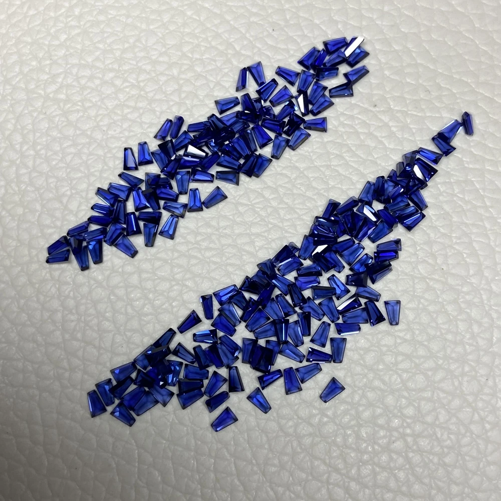 3X2X1mm 34# Corundum Trapezoid Baguette Cut Royal Blue Sapphire Gemstones For Jewelry