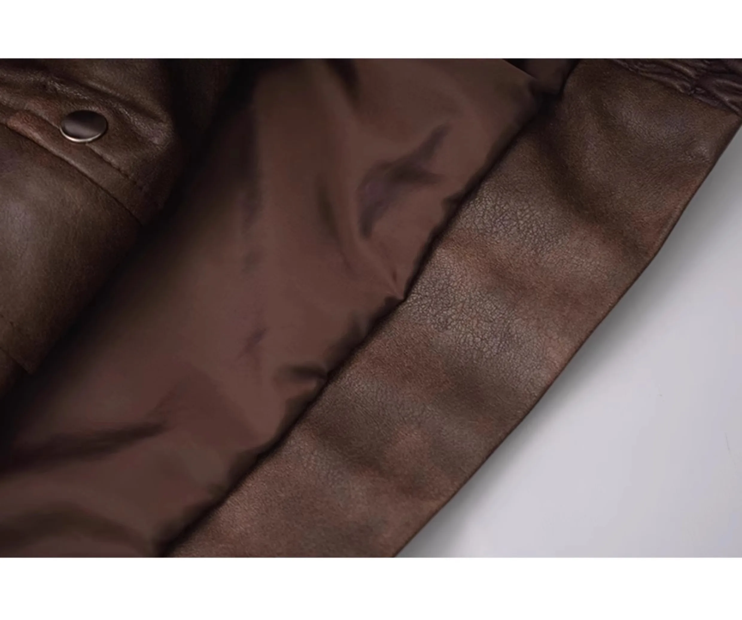 Spring and Autumn Retro Distressed Brown Leather Jacket American Sweet Cool Motorcycle Pu Leather Jacket Short Jacket