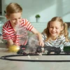 Retro Steam Train Track Toy Set with Smokes,Lights, Sound,Tracks,Electric Toy Train with Locomotive Engine,Cargo Cars and Tracks 5