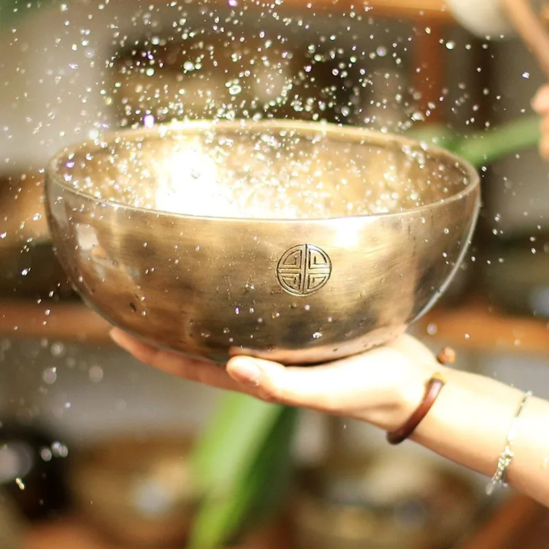 Grandi ciotole tibetane buddiste Massaggio meditazione Yoga Consapevolezza Nepal Campana tibetana Terapia di guarigione del suono Decorativa - immagine 2
