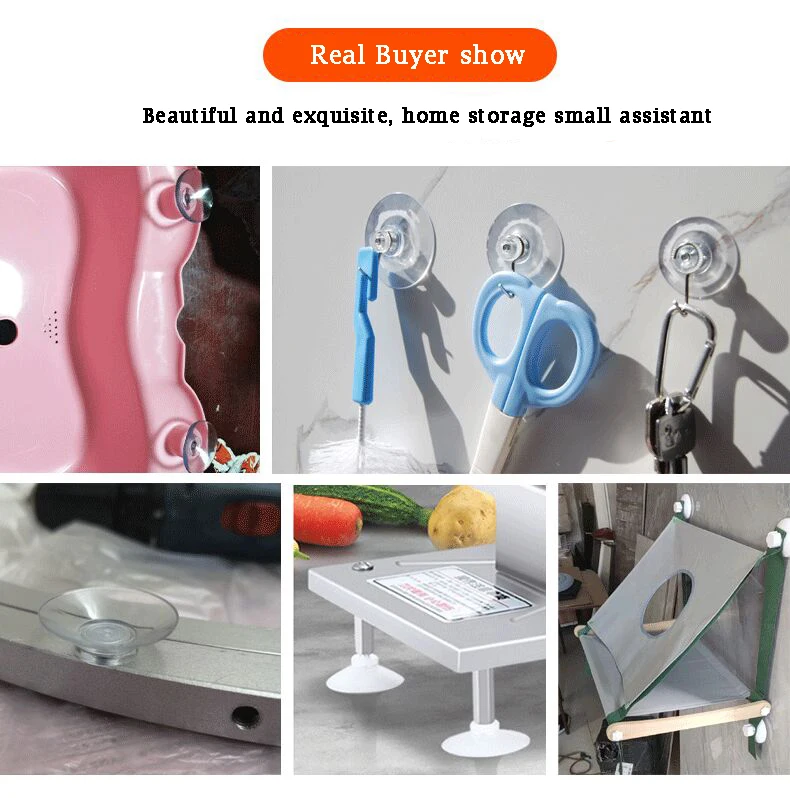 Description Picture 5 of itemSuction Cup Hooks with Screw Nut 40 mm Clear Sucker Pads Strong Adhesive Suction Holder for Car Glass Bathroom Wall Door