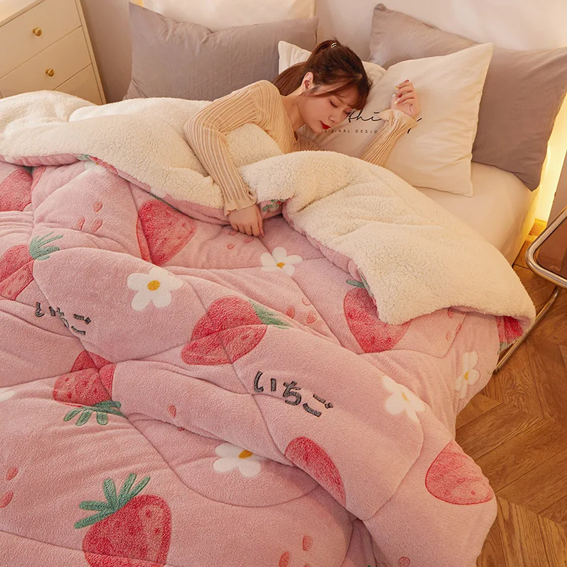 UVR New 100% Polyester Winter Thickening Warm Quilt Cover Comfortable  Bedding Winter Luxury Blanket Full Size Cotton Quilt Set - AliExpress
