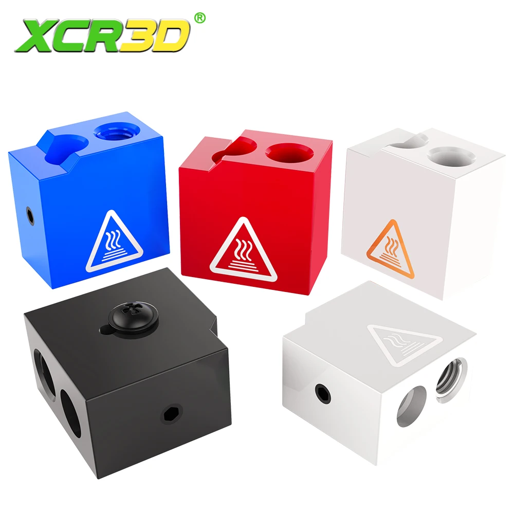 XCR3D 3D Printer Parts Volcano V2 Aluminum Heated Block for E3D Hotend Extruder V6 Silicone Sock Heating Block Thermistor Heater
