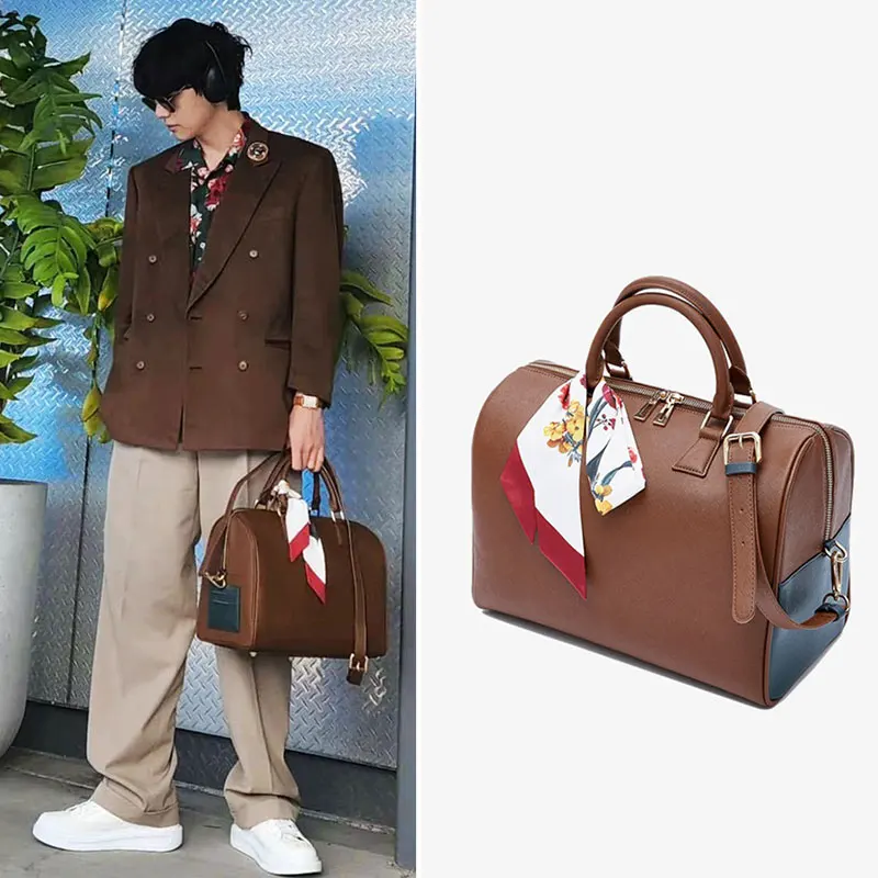 Kim Taehyung V Same Shoulder Bag Brown Handbag Full Size Mini Size Mute  Boston Bag Kpop Fashion Korean Large Capacity Bag - AliExpress