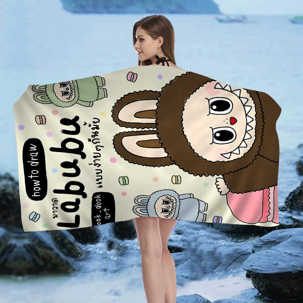 Cartoon L-Labubu Beach Towel Colorful Bath Towels for Girl Microfiber Quick Dry Custom Sand Free Beach Yoga Spa Gym Pool 4