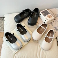New Girls Leather Shoes Comfortable Children Lightweight Soft-sole Flat Shoes Spring Autumn Kids Princess Shoe Size 23-34 I01208 2