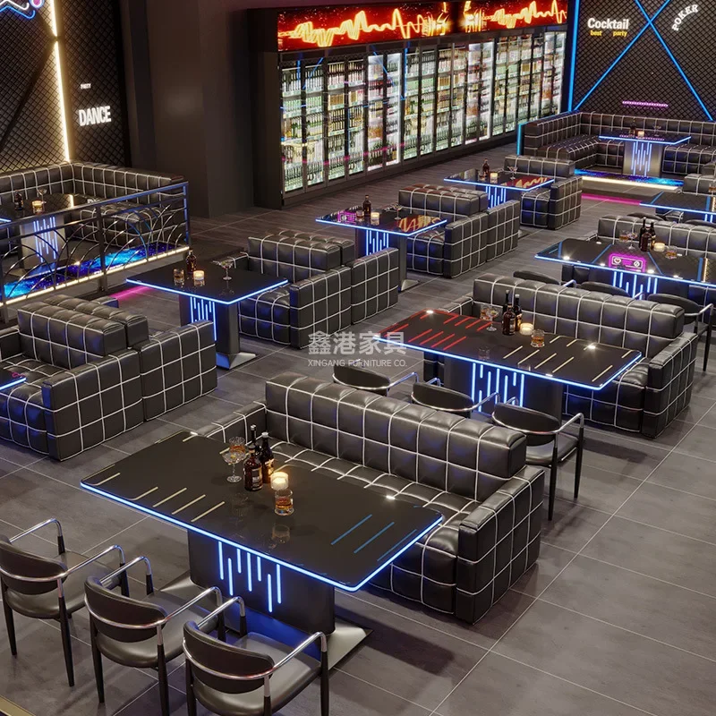 Bar furniture sofa booth coffee table combination bar loose table combination clear bar Bistro music restaurant light