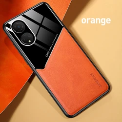Premium Silicone PU Leather Shockproof Phone Case - Soft Frame & Hard PC Cover for Reno8 Pro (5G) (Orange)
