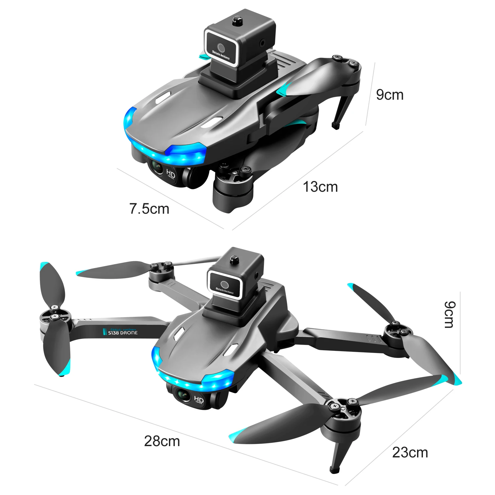 Drone POENVFPO S119 Avec écran Intégré - Moteurs Brushless, évitement D'obstacles, Retour Automatique, 8 Go, Idéal Débutant