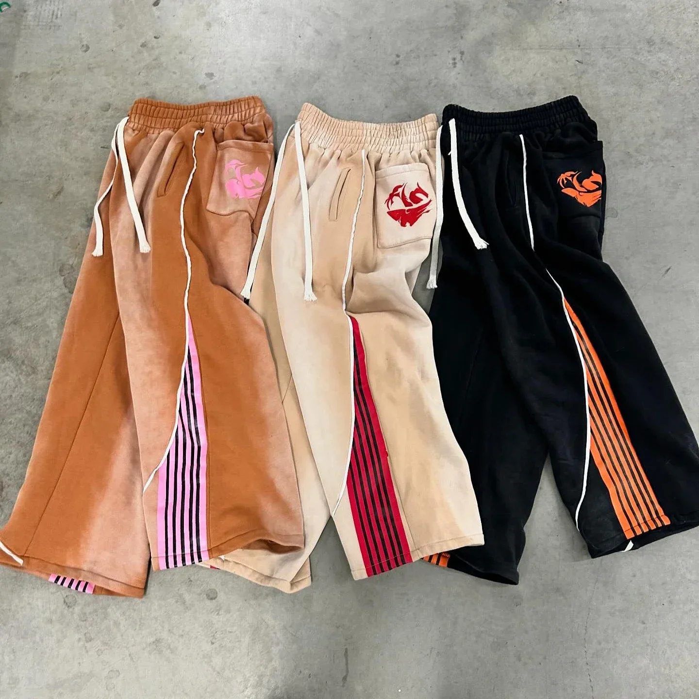 Cotton Stripes Pants New Fashion Hip Hop Street Mens Womens Y2k Embroidery Jogger Drawstring Sweatpants Oversize Cargo Trousers 4