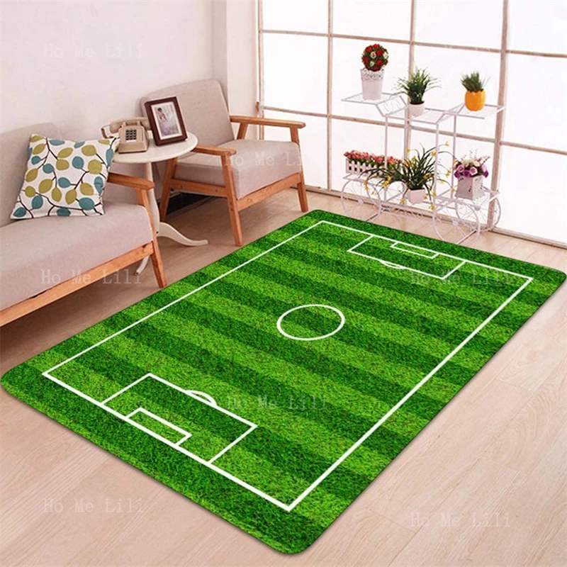 Beneden afronden Warmte hetzelfde Voetbalveld Groen Gazon Anti Slip Oefening Site Rechthoek Flanel Vloer  Tapijten Kinderen Spelen Afdrukken Slaapkamer Woonkamer Tapijt|Tapijt| -  AliExpress